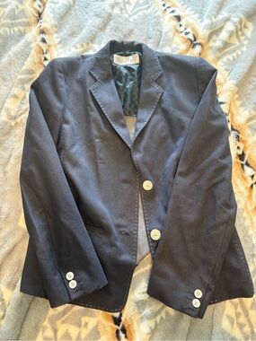 MaxMara Striped Gray Lined Jacket with Black Trim